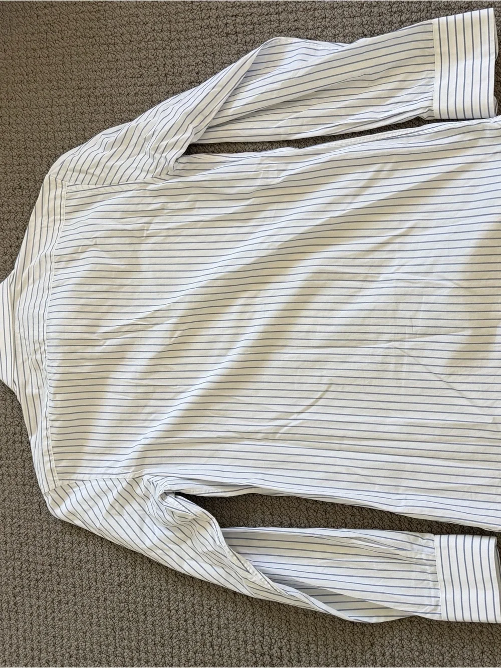 Banana Republic White Shirt with Navy Pinstripes